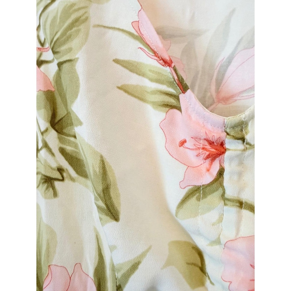 Hilo Hattie Hawaiian Original Floral Midi Dress Pink Hibiscus Tropical Large Y2K - Picture 4 of 9